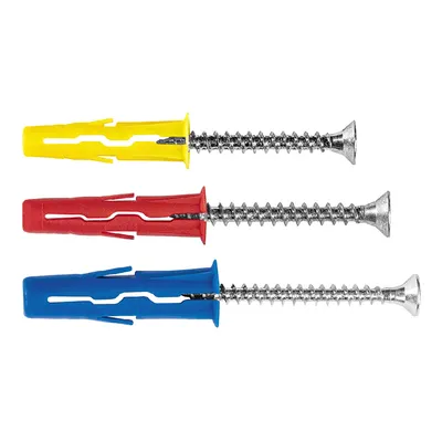 Дюбел пластмасов Rawlplug с опорен пръстен и винт PZ комплект ф 5x24, ф 6x28, ф 8x32 мм, 120 бр., R-S3-UNO