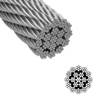 Въже стоманено QD Rigging China поцинковано ф 6 мм, 19x7, 462 кг