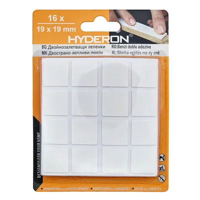 Самозалепваща се лепенка Hyderon квадратна  19 мм, бяла, 16 бр., DB-19