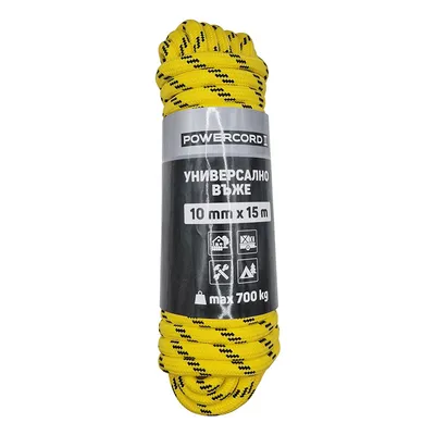 Въже синтетично Powercord от полипропилен плетено  ф 10 мм, 15 м, 700 кг, жълто