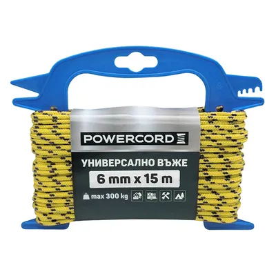 Въже синтетично Powercord от полипропилен плетено ф 6 мм, 15 м, 300 кг, жълто
