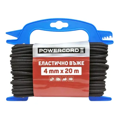 Въже текстилно Powercord ластично ф 4 мм, 20 м, 15 кг, черно