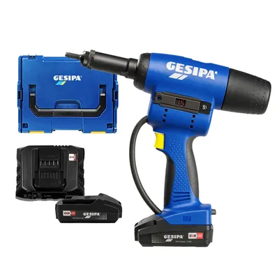 Акумулаторна нитачка за нит-гайки Gesipa  с 2 батерии и зарядно, 18 V, 2 Ah, М6-М10, FireBird Pro Gold Edition