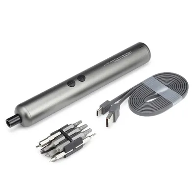 Акумулаторна отвертка Allocacoc  с вградена батерия и USB кабел, 3.6 V, 1.5 Ah, 1/4", 1.5 Nm, 10944GY