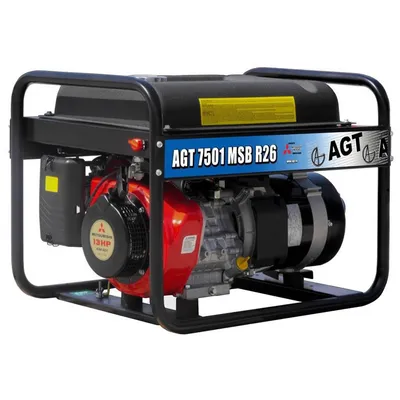 Бензинов генератор за ток AGT монофазен  6400 W, 13 к.с., 26 A, 230 V, AGT 7501 MSB