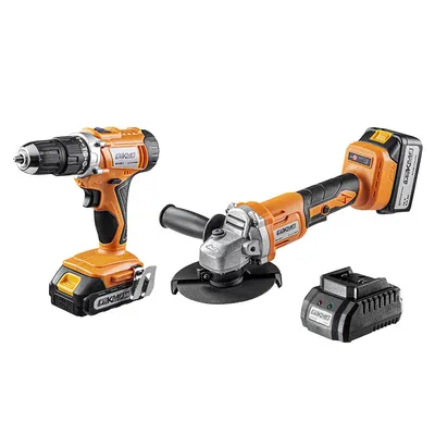 Комплект акумулаторни инструменти Baukraft  с 2 батерии и зарядно, 18 V, 2/4 Ah, BK-AGCDL1