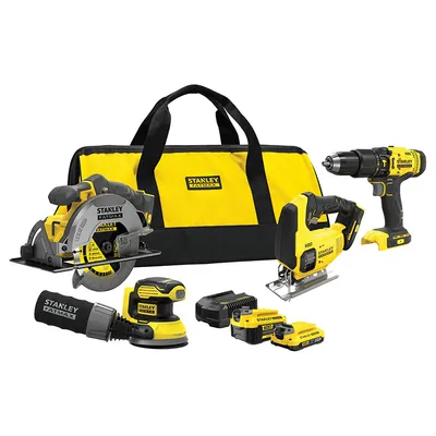 Комплект акумулаторни инструменти Stanley Fatmax    с 2 батерии и зарядно, SFMCD711, SFMCS600, SFMCS500, SFMCW220, 18 V, 2 Ah, 4 Ah, SFMCK412MDS