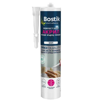 Лепило уплътнително Bostik акрилно за пукнатини и фуги 300 мл, бяло, Perfect Seal