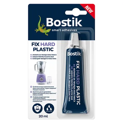 Лепило за твърдо PVC Bostik поливинилхлоридно 20 г, прозрачно, Fix Hard Plastic