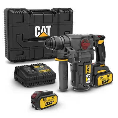 Акумулаторен перфоратор Caterpillar с безчетков двигател  с 2 батерии и зарядно, SDS-plus, 18 V, 4 Ah, 2.2 J, 0-5400 уд./мин, DX21
