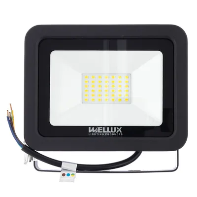 LED прожектор Wellux  30 W, 230 V, 4000 K, черен, LF-BK-30W