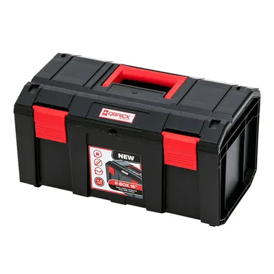 Пластмасов куфар Qbrick Regular за инструменти  385х230х204 мм, 19 кг, черен с червени закопчалки, R-Box