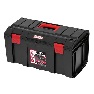 Пластмасов куфар Qbrick Regular за инструменти  485х284х265 мм, 22 кг, черен с червени закопчалки, R-Box