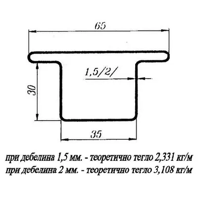 Профил стоманен ГВ Omega прозоречен електрозаварен с 2 пера 35 x 35 x 65 x 2 мм, 6 м, ZP2