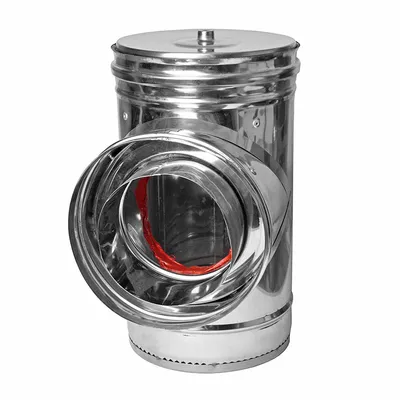 Тройник Kamininox Т-образен двустенен с вата неръждаем  150x200 мм, 90 °