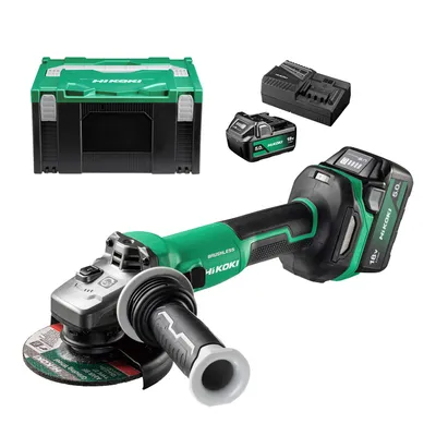 Акумулаторен ъглошлайф HiKOKI - Hitachi с 2 батерии и зарядно, 18 V, 5 Ah, 125 мм, 3200-8000 об./мин, G1813DVE