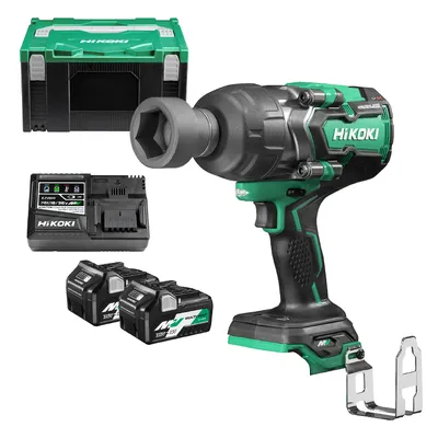Акумулаторен гайковерт HiKOKI - Hitachi с безчетков двигател с 2 батерии и зарядно, 36 V, 2.5 Ah, 1900 Nm, квадрат, 3/4", WR36DF-WRZ