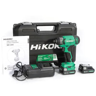 Акумулаторен гайковерт HiKOKI - Hitachi с колекторен двигател с 2 батерии и зарядно, 12 V, 2.5 Ah, 110 Nm, шестостен, 1/4", WH12DA