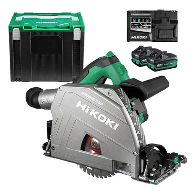 Акумулаторен ръчен циркуляр HiKOKI - Hitachi  с 2 батерии и зарядно, 36/18 V, 4/8 Ah, ф 165 мм, 2500-5200 об./мин, C3606DPA