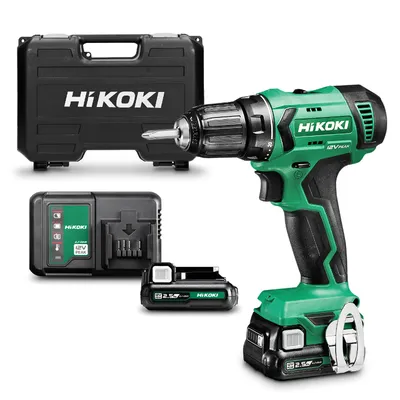 Акумулаторен винтоверт HiKOKI - Hitachi с колекторен двигател с 2 батерии и зарядно, 12 V, 2.5 Ah, 38 Nm, 0.8-10 мм, DS12DA