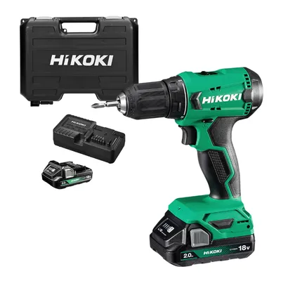 Акумулаторен винтоверт HiKOKI - Hitachi с колекторен двигател с 2 батерии и зарядно, 18 V, 2 Ah, 50 Nm, 1.5-13 мм, DS18DA
