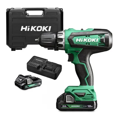 Акумулаторен винтоверт HiKOKI - Hitachi с колекторен двигател с 2 батерии и зарядно, 18 V, 2 Ah, 53 Nm, 1.5-13 мм, DS18DF