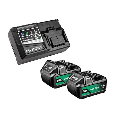Акумулаторна батерия HiKOKI - Hitachi Li-Ion със зарядно у-во 18 V, 5 Ah, 2 бр., UC18YSL3-WKZ
