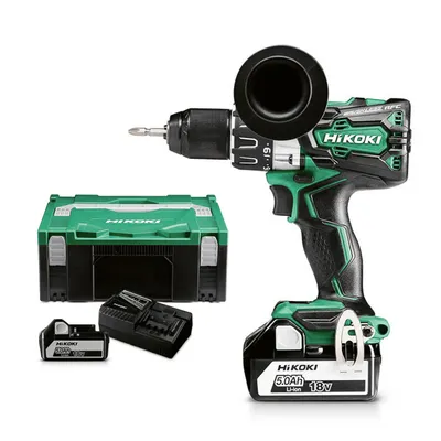 Акумулаторна бормашина HiKOKI - Hitachi с 2 батерии и зарядно, 18 V, 5 Ah, 136 Nm, 0-500/0-2100 об./мин, 1.5-13 мм, DS18DBL2