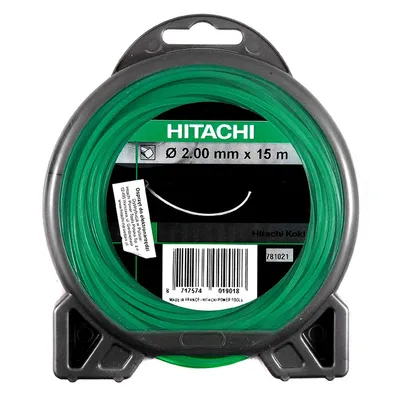 Корда HiKOKI - Hitachi за моторна коса квадратна 2 мм, 15 м, зелена