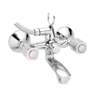 Смесител за вана-душ стенен Vidima двуръкохватков с ръчен душ  3/4", Iskar B1397AA