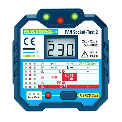 Тестер за контакт и остатъчен ток Pancontrol AC, 90-250 V, PAN Socket-Test-2