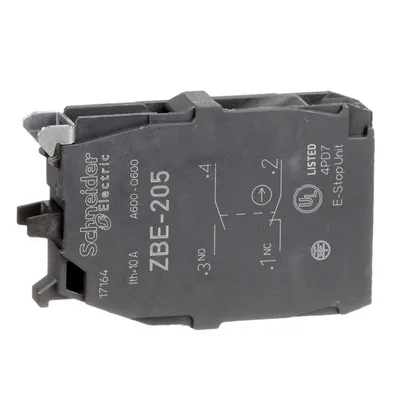 Блок Schneider Electric контактен спомагателен  1 NO + 1 NC, 6 A, преден монтаж, ZBE205