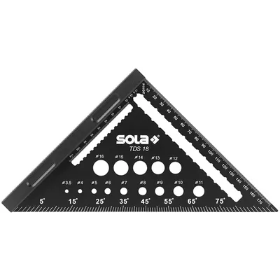 Измервателен триъгълник Sola с подвижен ограничител  195x195x205 мм, TDS 18
