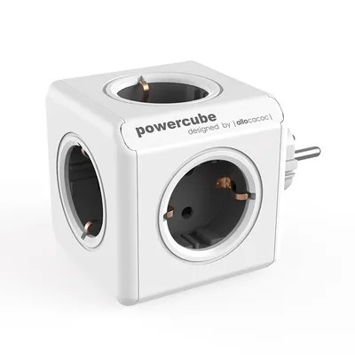 Разклонител електрически Allocacoc без кабел, с щепсел  сив, 5 гнезда, PowerCube Original