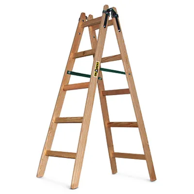 Стълба дървена двураменна 2x5 бр., 150 кг, 3 м, 1.53 м