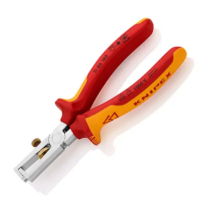 Електротехнически клещи за сваляне на изолация Knipex с регулиращ винт 0.5-10 мм2, 160 мм, 11 06 160 SB