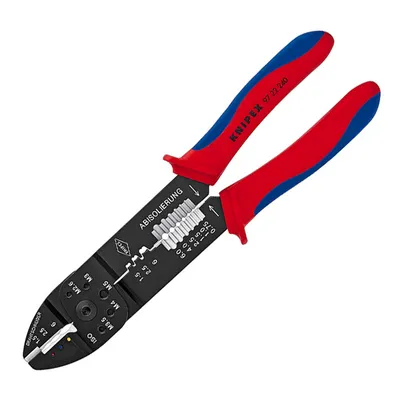 Кербовъчни клещи Knipex за изолирани кабелни обувки и неизолирани плоски кабелни обувки  0.5-6 мм2, 240 мм, 97 22 240