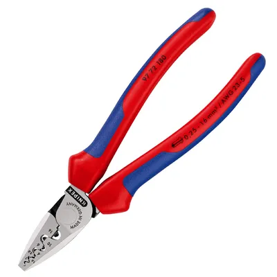 Кербовъчни клещи Knipex за кабелни накрайници 0.25-16 мм2, 180 мм, 97 72 180