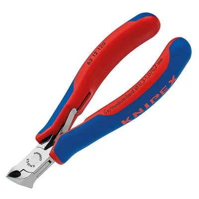Челни клещи резачки Knipex за електроника с отваряща пружина, 120 мм, 62 12 120