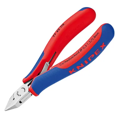 Странични клещи резачки Knipex за електроника с отваряща пружина, 115 мм, 77 42 115