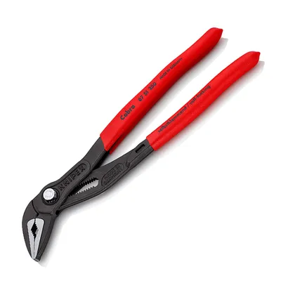 Водопроводни клещи Knipex с бутон и шарнирен реглаж, 1 1/4 ", 32 мм, 250 мм, Cobra ES