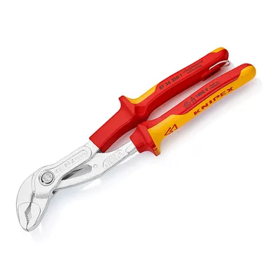 Водопроводни клещи Knipex с бутон и шарнирен реглаж, 2 ", 50 мм, 250 мм, Cobra VDE