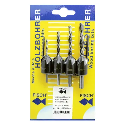 Свредло за дърво Fisch Tools със зенкер к-кт 4 бр. 3-6 мм, 0639-0120