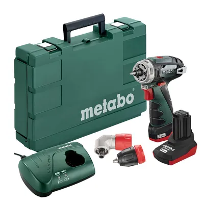 Акумулаторен винтоверт Metabo с колекторен двигател с 2 батерии и зарядно, 10.8 V, 2/4 Ah, 34 Nm, 1-10 мм, PowerMaxx BS Quick Pro