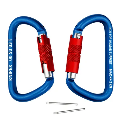 Карабинер Knipex D-образен алуминиев с винт 2 бр., 48х12 мм, 202 кг,