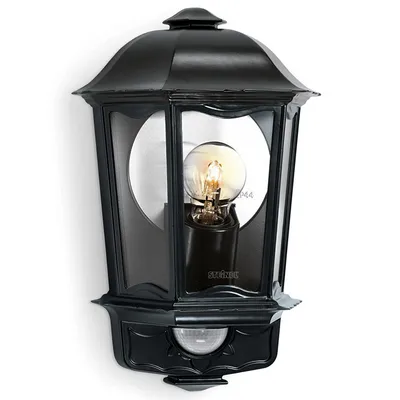 Лампа Steinel фасадна  със сензор 100 W, E27, черна, 230 V, L 190 S