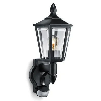 Лампа Steinel фасадна със сензор 60 W, E27, черна, 230 V, L 15