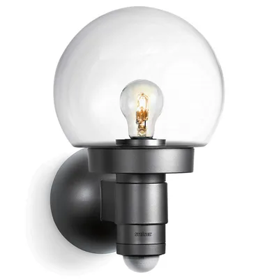 Лампа Steinel фасадна със сензор 60 W, E27, сребро, 230 V, L 115 S