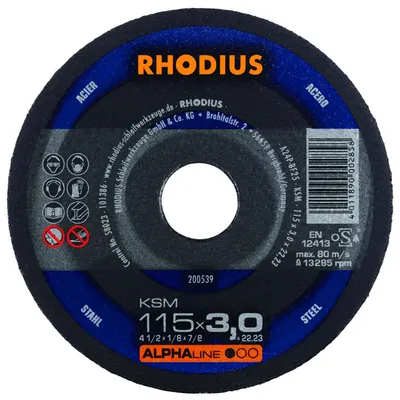Диск карбофлексен за рязане Rhodius на метал 115 мм, 3 мм, 22.23 мм, KSM
