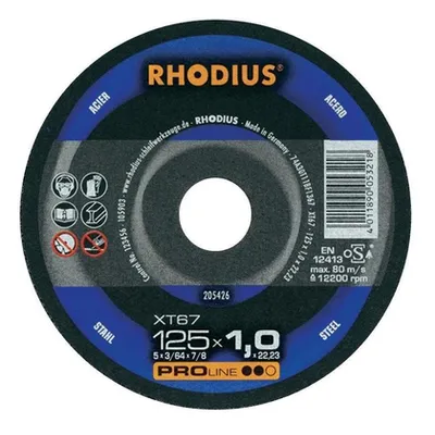 Диск карбофлексен за рязане Rhodius на метал 125 мм, 1 мм, 22.23 мм, XT67